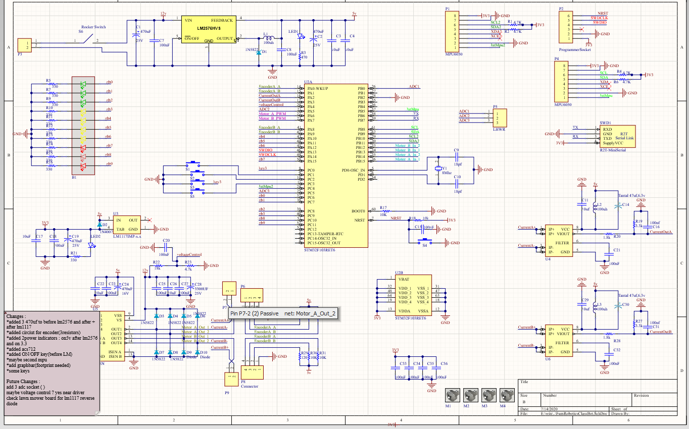 Inversed pendulum robot schematic